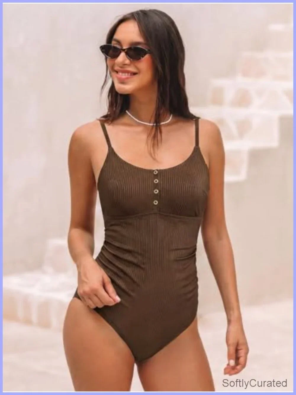 Maternity One Piece Swimsuit Adjustable Spaghetti Straps Scoop Neck Back Cutout